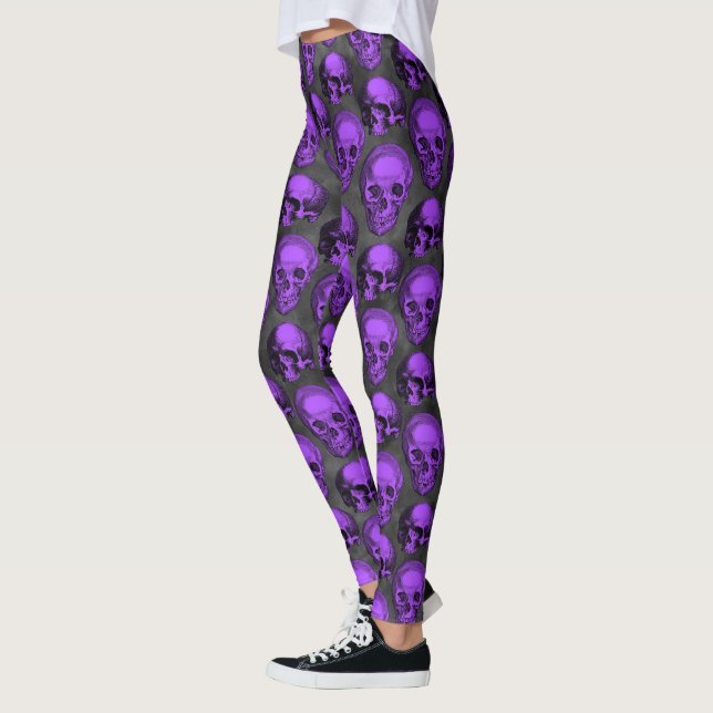 Lila Döskallar och Solros Serie Design 1  Leggings (Vänster)
