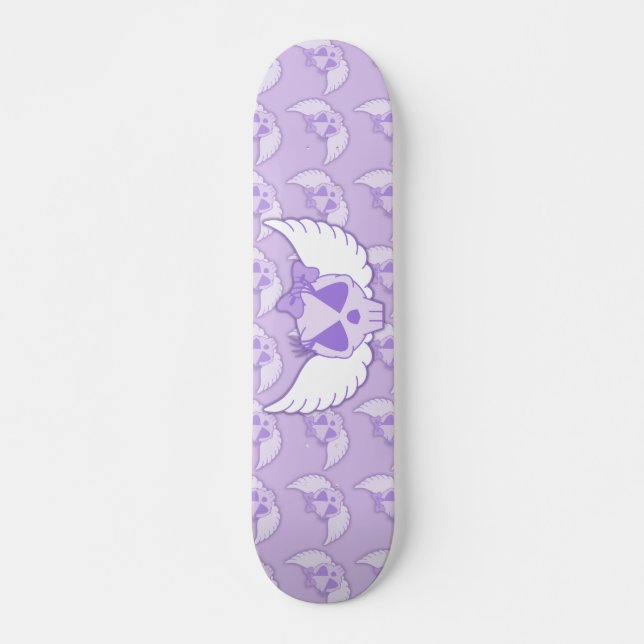 Lila Döskalle Med Vingar Skateboard Bräda 19,5 Cm (Framsida)