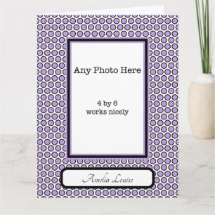 Lila Dots Birth Notice Kort