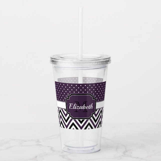 Lila Dots & Chevrons Take Away Mugg (Framsida)
