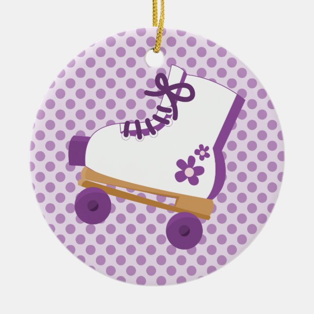 Lila Dots Roller Skate Birthday Ornament (Framsidan)