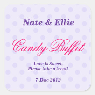 Lila Dotty Candy Buffet Sticker Fyrkantigt Klistermärke