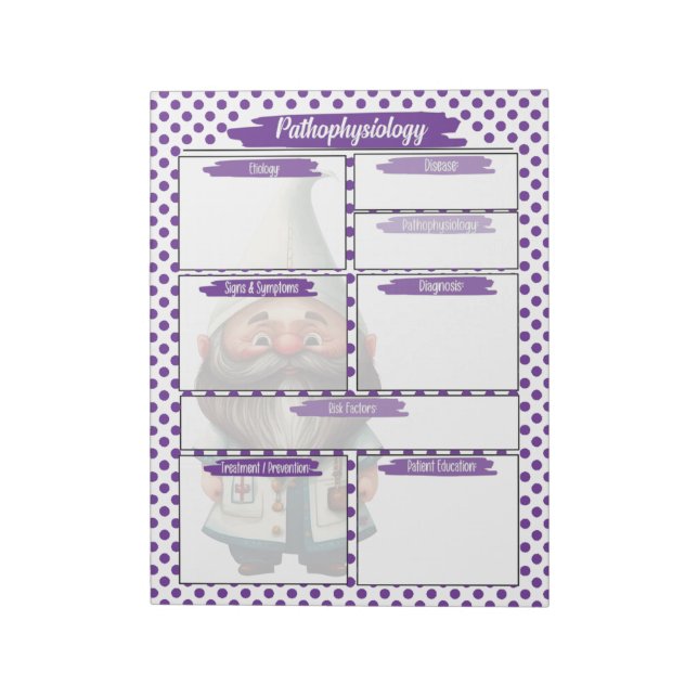 Lila Dr Gnome Nursing - Pathofysiologi Temp Anteckningsblock (Roterad)