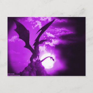 Lila Dragon 2 vykort Fantasy Art Hälsning