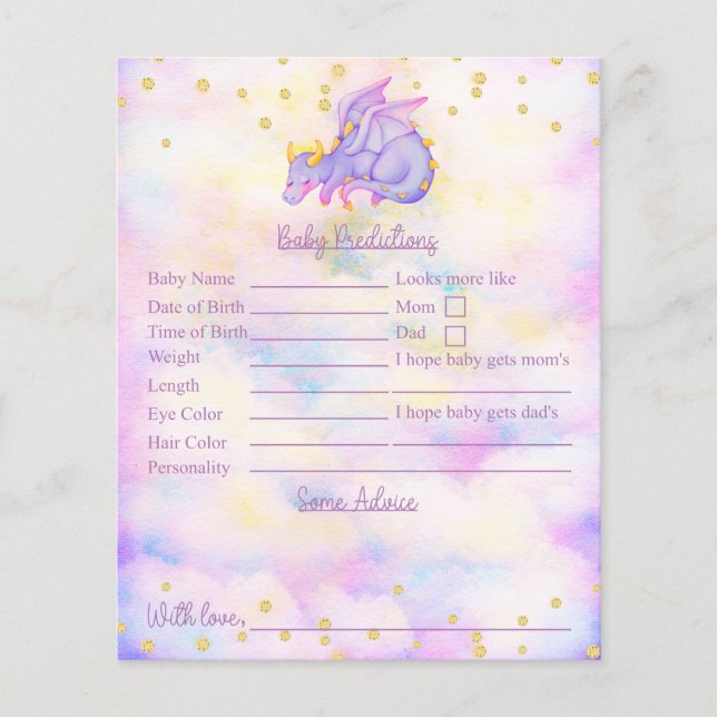 Lila Dragon Baby Shower Predictions and Advice (Framsida)
