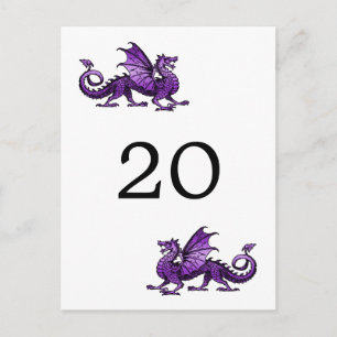 Lila Dragon Bordsnummer vykort