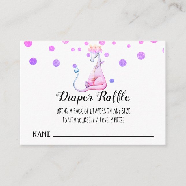 *~* Lila Dragon Flicka Shower Diaper Raffle Tilläggskort (Framsida)