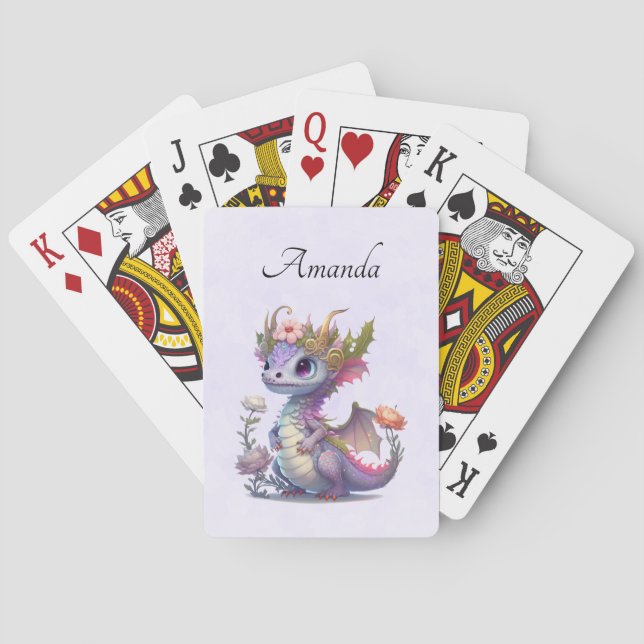 Lila Dragon med Elegant Krona Casinokort (Baksidan)