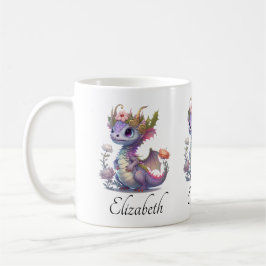Lila Dragon med Elegant Krona Kaffemugg