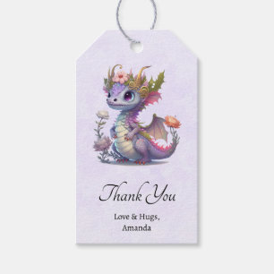 Lila Dragon med Elegant Krona Presentetikett
