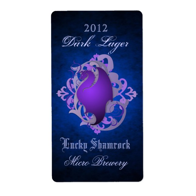 Lila Dragon Rulla Blue Beer Label Fraktsedel (Framsidan)