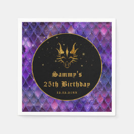 Lila Dragon Scales Guld Faux Glitter födelsedag Pappersservett