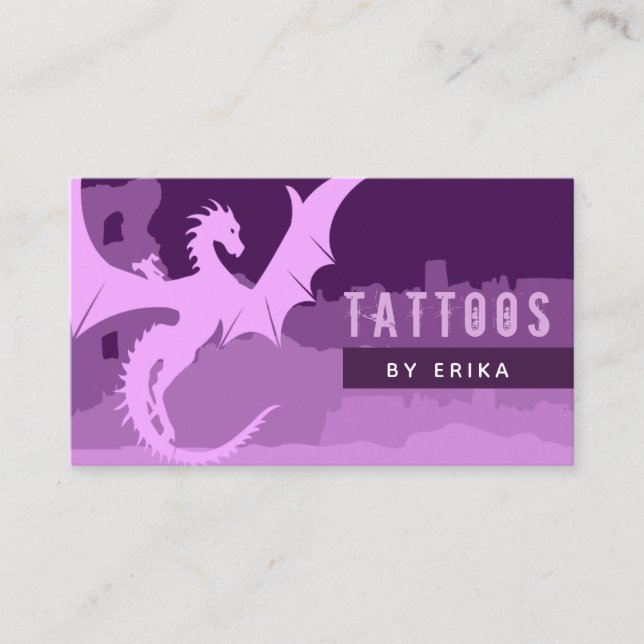 Lila Dragon Tattoo Artist Feminine Social Media Visitkort (Framsida)