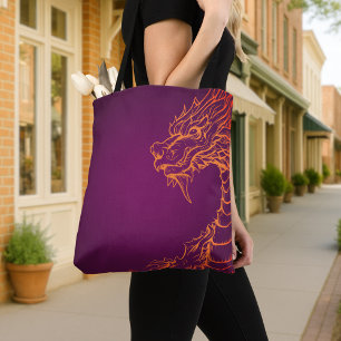 Lila Dragon Tote Bag Tygkasse