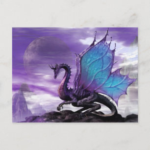 Lila Dragon-vykort Fantasy Art-gratulationskort Vykort