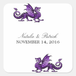 Lila Dragon Wedding Stickers Fyrkantigt Klistermärke