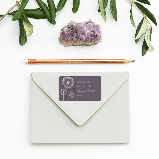 Lila Dragonflies-adressetikett Adressetikett (Purple Dragonflies Address Label)