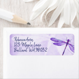 Lila Dragonfly Address Label, Lilac Dragonflies Returadress Etikett