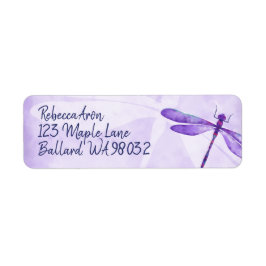 Lila Dragonfly Address Label, Lilac Dragonflies Returadress Etikett