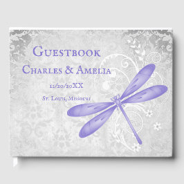 Lila Dragonfly Bröllop Guestbook Gästböcker