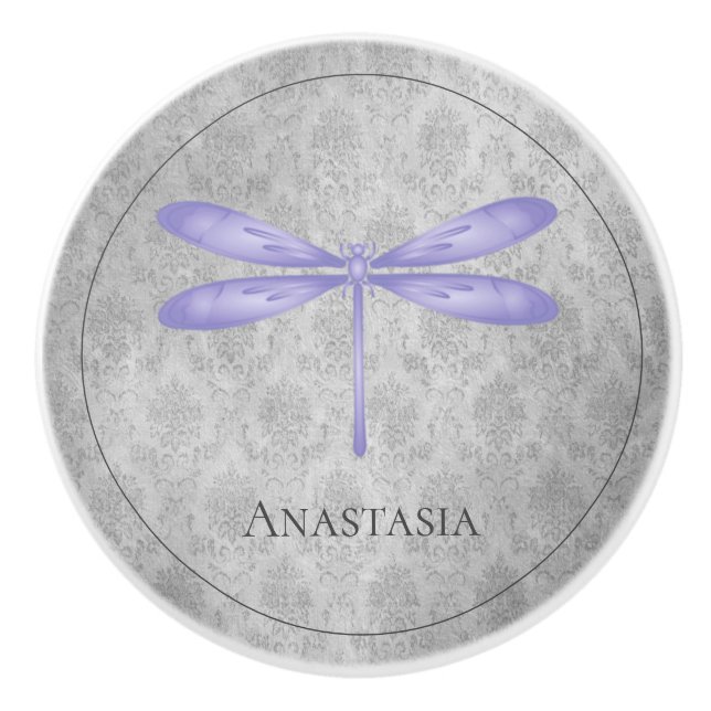 Lila Dragonfly Damask Knopp (Framsidan)