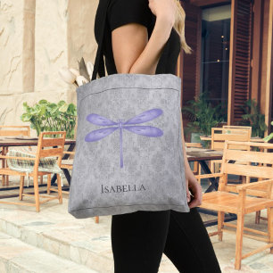 Lila Dragonfly Damask Tygkasse