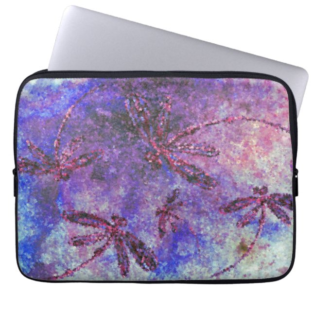 Lila Dragonfly Dimma Laptop Fodral (Framsidan)