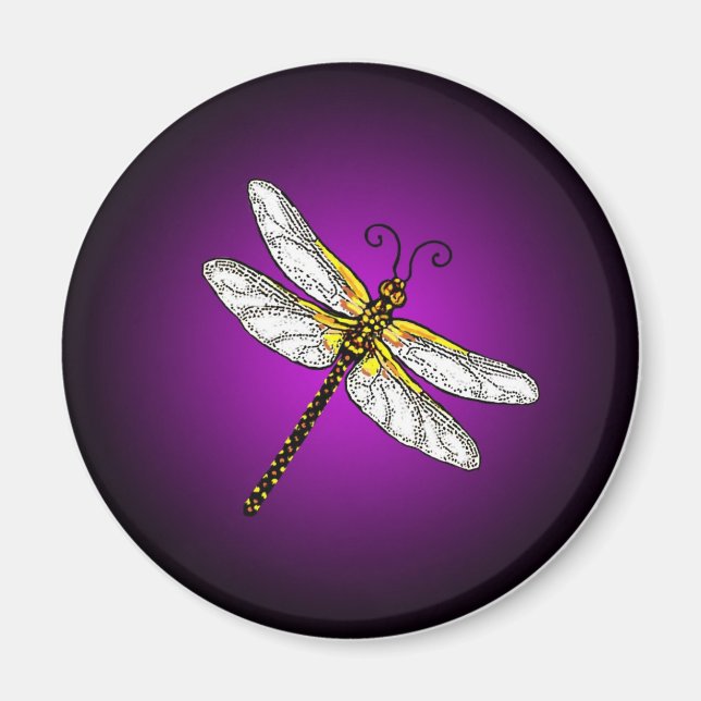 Lila Dragonfly Dragonflies Magnet (Framsidan)
