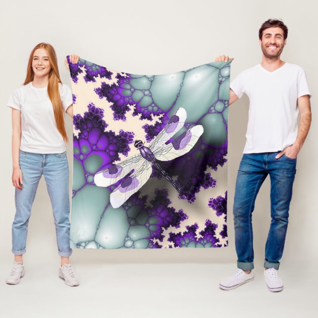 Lila Dragonfly Fleecefilt (På plats)