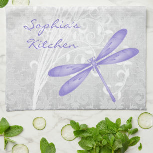 Lila Dragonfly Personlig Kitchen Towel Kökshandduk