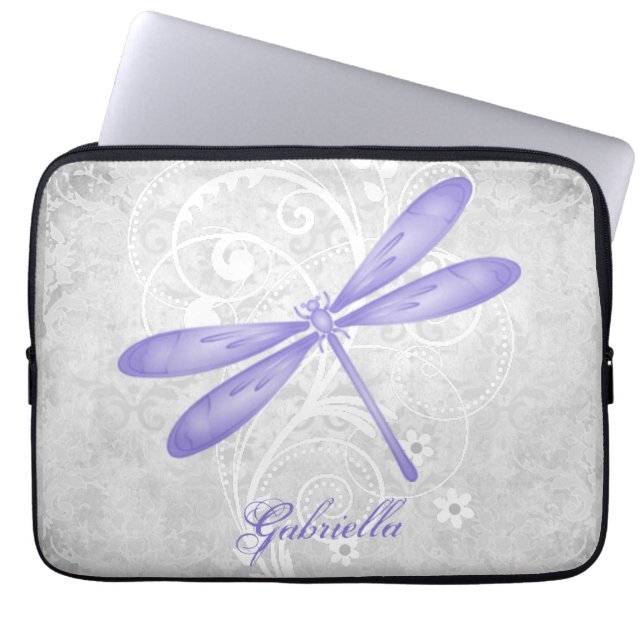 Lila Dragonfly Personlig Laptop sleeve (Framsidan)