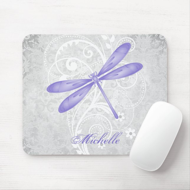 Lila Dragonfly Personlig Mousepad Musmatta (Med mus)