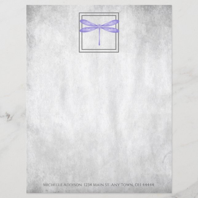 Lila Dragonfly Personlig Papprare Lakan (Framsida)