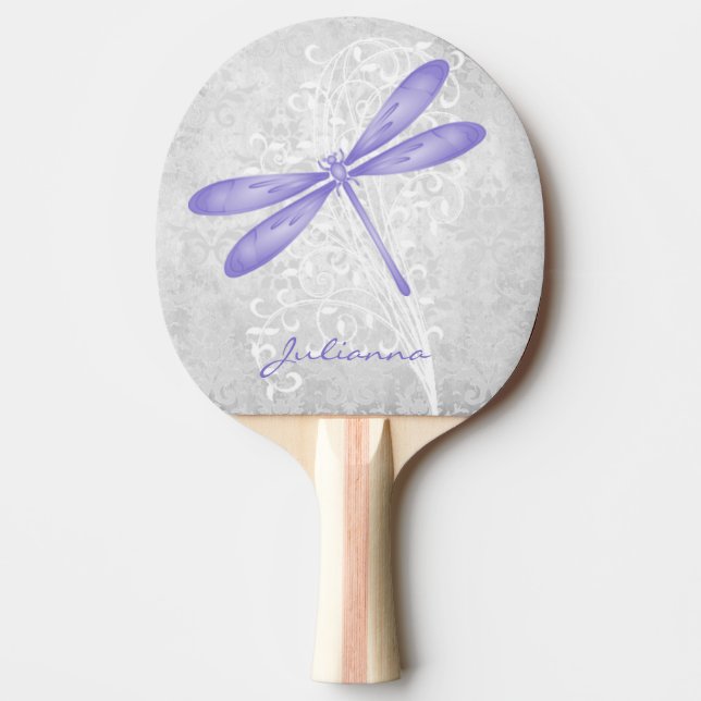 Lila Dragonfly Personlig Ping Pong Paddle Pingisracket (Framsidan)