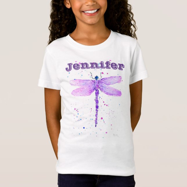 Lila dragonfly Romly Kärlek söt Pastel T Shirt (Framsida)