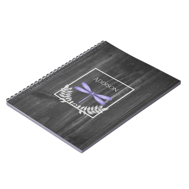 Lila Dragonfly Rustic Personlig bärbar dator Anteckningsbok (Vänstra Sidan)