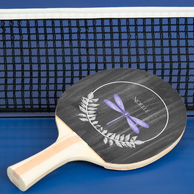 Lila Dragonfly Rustic Ping Pong Paddle Pingisracket (Insitu)