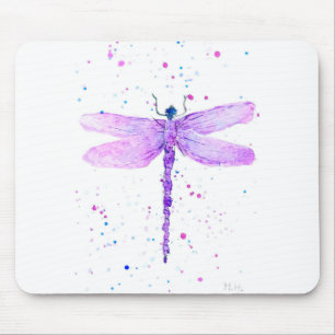 Lila dragonfly vattenfärgsgill chic söt musmatta
