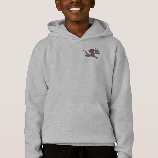 Lila drak tecknad sweatshirt tröja (Framsida)