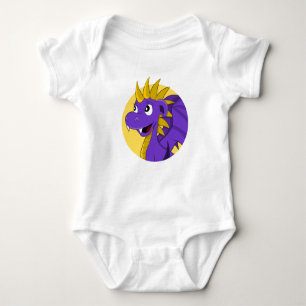 Lila drake tecknad baby kroppsdräkt t shirt
