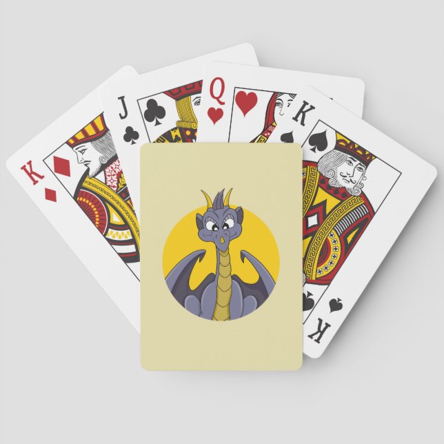 Lila drake tecknad-spelkort casinokort (Baksidan)