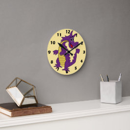 Lila Drakedesign Rund Klocka