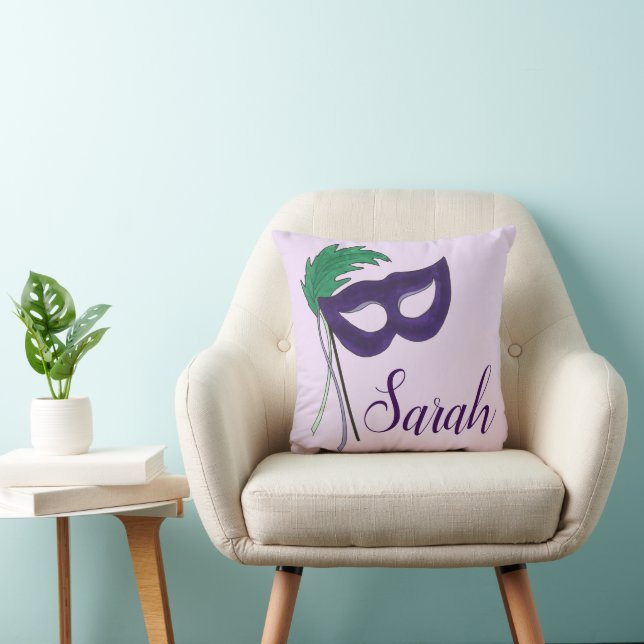 Lila Drama Klubb Personlig för teatralisk mask Kudde (Stol)