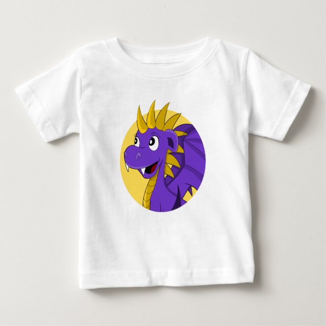 Lila draon tecknad baby T-Shirt (Framsida)