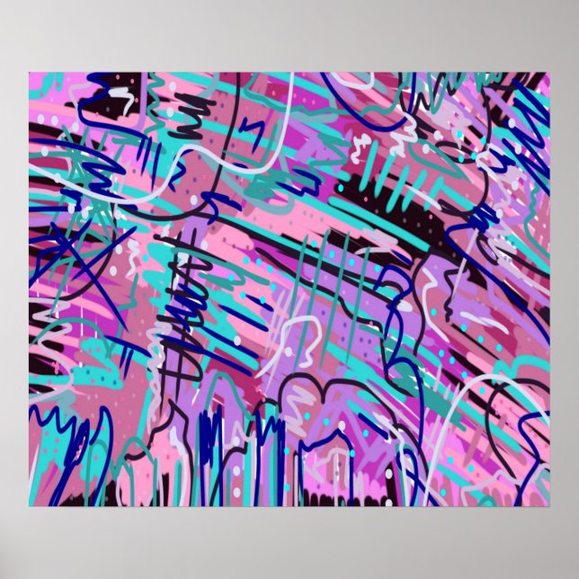 Lila Dream Expressive Abstrakt Poster (Framsidan)