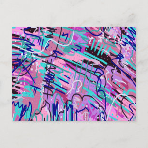 Lila Dream Expressive Abstrakt Vykort