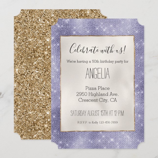 Lila Dream Gnistra Inbjudningar (Fram/baksida)