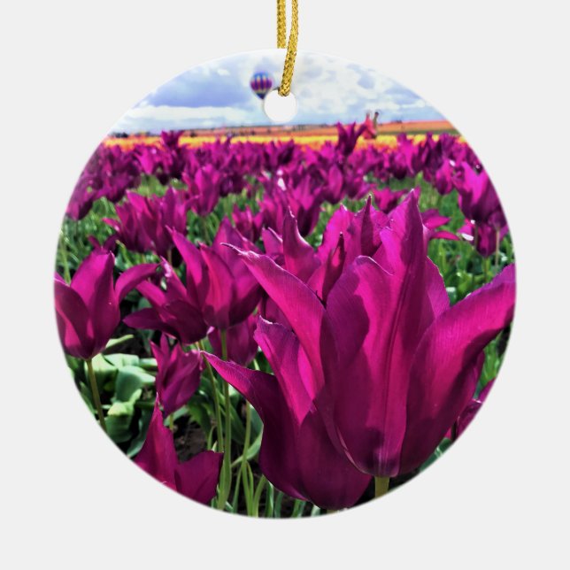 Lila Dream Tulips Julgransprydnad Keramik (Framsidan)