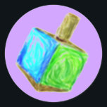 Lila Dreidel Sticker Runt Klistermärke<br><div class="desc">Det här är roligtens klistermärken för Hanukkah!</div>