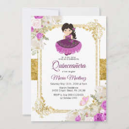 Lila Dress Mexican Charra Mis XV Anos 1 Inbjudningar